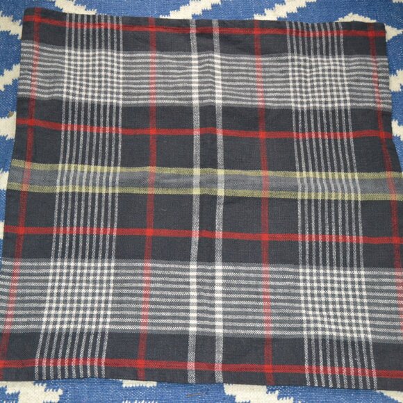 2 Pottery Barn Carson Plaid EURO Shams Gray Red White Yellow 100% Cotton - Picture 6 of 8